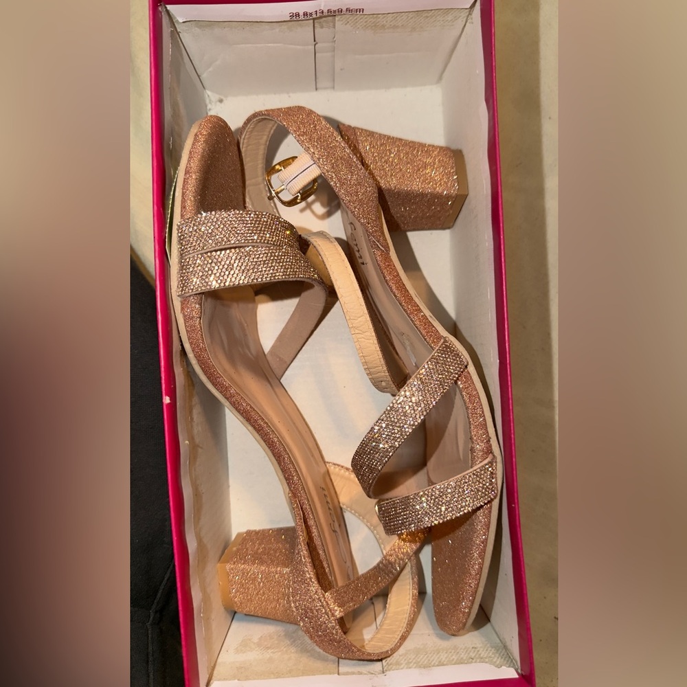 Femi Glittery Gold Heels